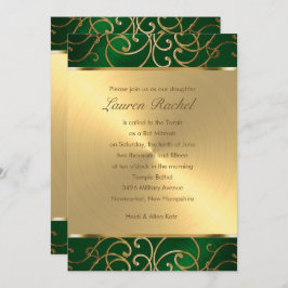 Bat Mitzvah Elegante Smaragdgroene Gouden Filigraa Kaart