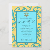 Bat Mitzvah elke kleur Aqua Scroll ontwerp Kaart (Voorkant)