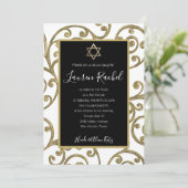 Bat Mitzvah elke kleur goud scroll ontwerp Kaart (Staand voorkant)