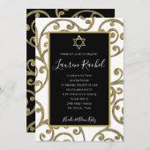 Bat Mitzvah elke kleur goud scroll ontwerp Kaart (Voorkant / Achterkant)