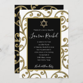 Bat Mitzvah elke kleur goud scroll ontwerp Kaart