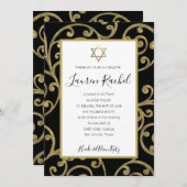Bat Mitzvah elke kleur goud scroll ontwerp Kaart (Voorkant / Achterkant)