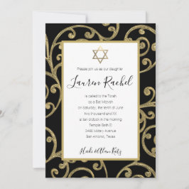 Bat Mitzvah elke kleur goud scroll ontwerp Kaart