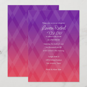 Bat Mitzvah Elke kleur met rode diamanten patroon  Kaart