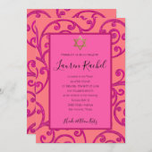 Bat Mitzvah elke kleur roze scroll ontwerp Kaart (Voorkant / Achterkant)