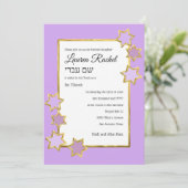 Bat Mitzvah elke kleur wit midden goud sterren Kaart (Staand voorkant)