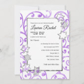 Bat Mitzvah Elke Kleur Witte Midden Zilveren Sterr Kaart (Voorkant)