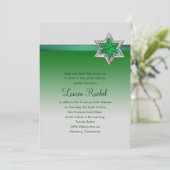 Bat Mitzvah Emerald Green Ombre Ribbon en Star Kaart (Staand voorkant)