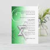 Bat Mitzvah Emerald Shimmer Star van David Kaart (Staand voorkant)
