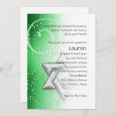 Bat Mitzvah Emerald Shimmer Star van David Kaart (Voorkant / Achterkant)