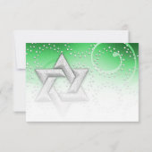 Bat Mitzvah Emerald Star van David RSVP-kaart RSVP Kaartje (Achterkant)