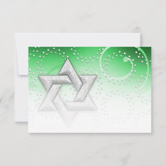 Bat Mitzvah Emerald Star van David RSVP-kaart RSVP Kaartje (Achterkant)