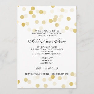Bat Mitzvah Faux Gold Foil Glitter Lights Kaart