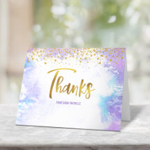 Bat Mitzvah Faux Gold Script on Purple Watercolor