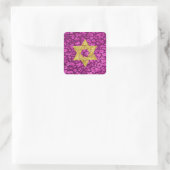 Bat Mitzvah Faux Pink Metallic Gold Glitter Vierkante Sticker (Tas)