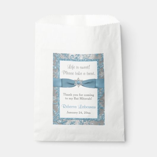 Bat Mitzvah Favor Bag | Winter Wonderland Blue Bedankzakje (Voorkant)
