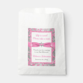 Bat Mitzvah Favor Bag | Winter Wonderland Pink Bedankzakje