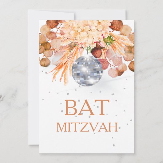 Bat Mitzvah Floral Disco Kaart (Achterkant)