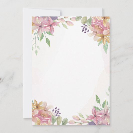 Bat Mitzvah Floral Invite Glitter Girl Star Gold Kaart (Achterkant)