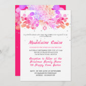 Bat Mitzvah Floral Pink Modern Kaart (Voorkant / Achterkant)