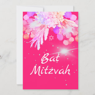 Bat Mitzvah Floral Pink Modern Kaart