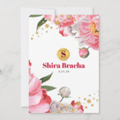 Bat Mitzvah Floral Waterverf Glitter Stars Kaart (Achterkant)