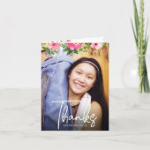 Bat Mitzvah Floral Waterverf Script Aangepaste fot Bedankkaart (Voorkant)