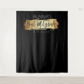 Bat Mitzvah Foto Booth Party Backdrop Gold Black Wandkleed (Voorkant)