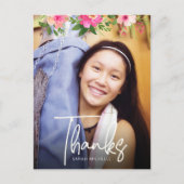 Bat Mitzvah Foto Floral Script Custom Hartelijk da Briefkaart (Voorkant)