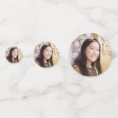 Bat Mitzvah Foto Gold Foil Script Roze Waterverf Confetti (Voorkanten)