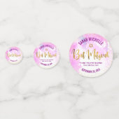 Bat Mitzvah Foto Gold Foil Script Roze Waterverf Confetti (Achterkanten)