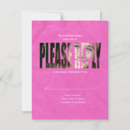 Bat Mitzvah Foto RSVP Reply Card in Hot Pink