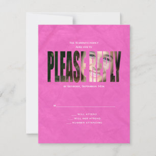 Bat Mitzvah Foto RSVP Reply Card in Hot Pink Kaartje