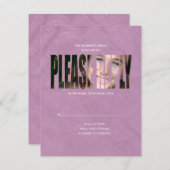 Bat Mitzvah Foto RSVP Reply Card in Paars  (Voorkant / Achterkant)