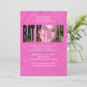 Bat Mitzvah Foto-uitnodiging in Hot Pink Kaart (Staand voorkant)