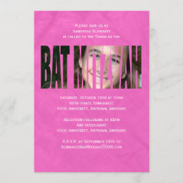 Bat Mitzvah Foto-uitnodiging in Hot Pink Kaart