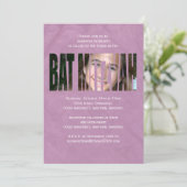 Bat Mitzvah Foto-uitnodiging in Paars Kaart (Staand voorkant)