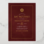 Bat Mitzvah Foto van Burgundy en Gold Waterverf Folie Uitnodiging<br><div class="desc">Koel waterverf wasbat Mitzvah uitnodiging in accenten van onkruidenierswaren en goud dat aanpasbaar is aan uw specificaties.</div>