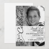 Bat Mitzvah Fotouitnodiging Kaart (Voorkant / Achterkant)