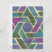 Bat Mitzvah Gelaagde Sterren van David Paars Blauw Kaart (Voorkant)