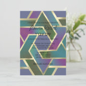 Bat Mitzvah gelaagde sterren van David Paarse Blue Kaart (Staand voorkant)