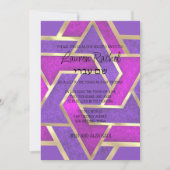 Bat Mitzvah Gelaagde Sterren van David Paarse Roze Kaart (Voorkant)