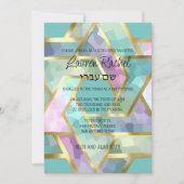 Bat Mitzvah gelaagde sterren van David Pastel kleu Kaart (Voorkant)