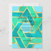 Bat Mitzvah gelaagde sterren van David Turquoise A Kaart (Voorkant)