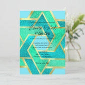 Bat Mitzvah gelaagde sterren van David Turquoise A Kaart (Staand voorkant)