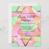 Bat Mitzvah gelaagde sterren van David Turquoise A Kaart (Voorkant)