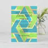 Bat Mitzvah gelaagde sterren van David Turquoise G Kaart (Staand voorkant)