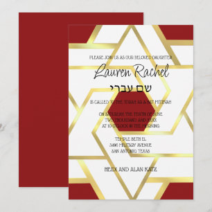 Bat Mitzvah gelaagde sterren van David White & Any Kaart