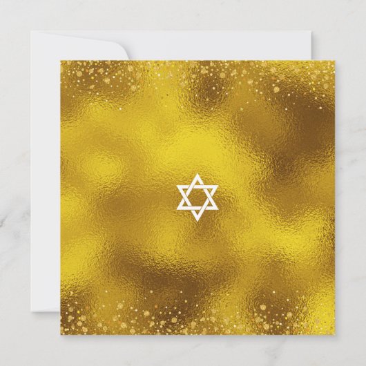 Bat Mitzvah Girly Turquoise Waterverf & Gold Foil Save The Date (Achterkant)