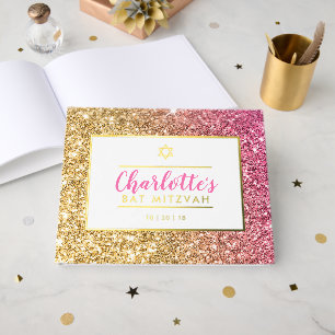 BAT MITZVAH glam chic cool luxe roze goud glitter Gastenboek
